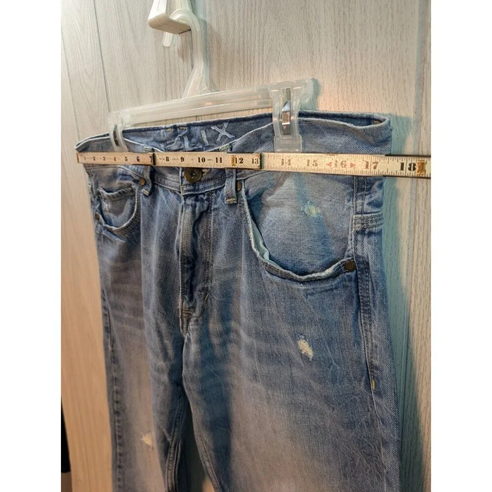 Helix N56 Mens Jeans 32x34 Blue Medium Wash Slim Boot Straight Loose Fade Denim